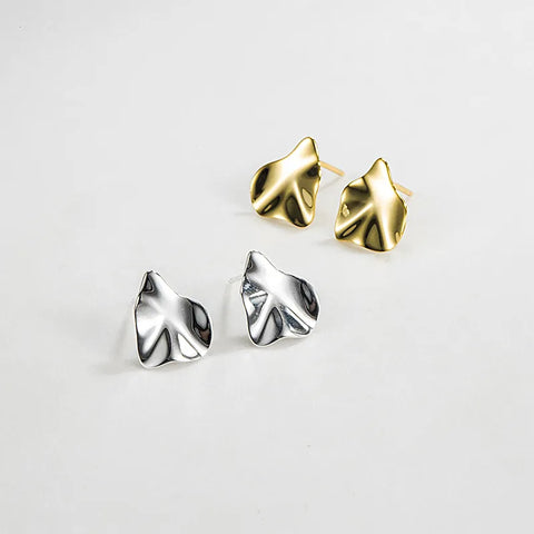 Sterling Silver Irregular Plating Ear Studs in 2 colors Sterling Silver Irregular Plating Ear Studs in 2 colors