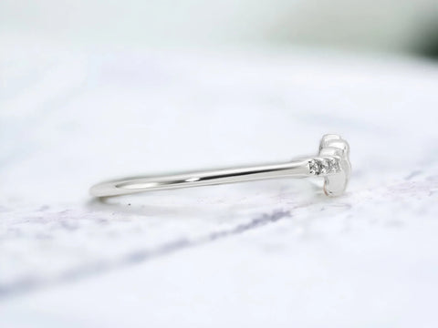 Silver Heart Ring, Dainty Heart Ring, Promise Ring, Gift For Her, Simple Heart Stone Ring