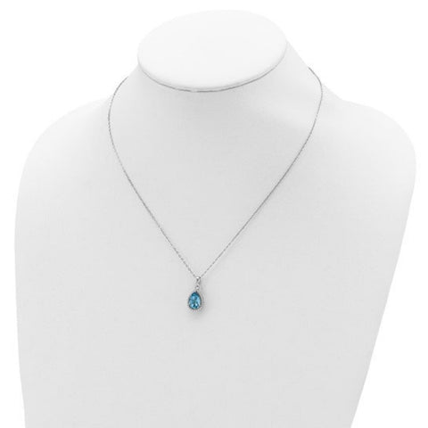 Sterling Silver Pear Shape Blue Topaz Necklace, Gifts For Her , Women Jewelry, Birthstone Necklace, December Birthstone Jewelry