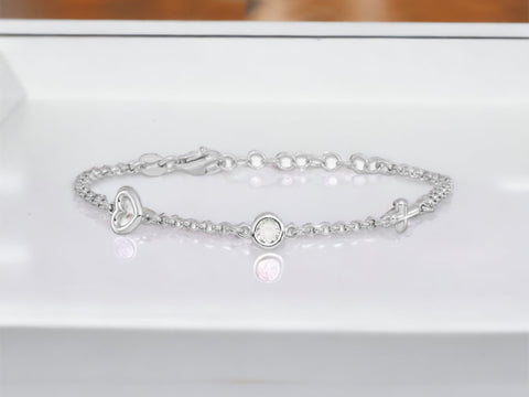 Sterling Silver Heart And Cross Bracelet, Silver Cross Bracelet, Silver Heart Bracelet, Dainty Jewelry Gifts For her