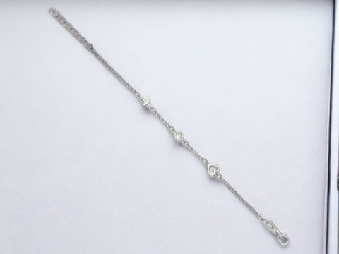Sterling Silver Heart And Cross Bracelet, Silver Cross Bracelet, Silver Heart Bracelet, Dainty Jewelry Gifts For her
