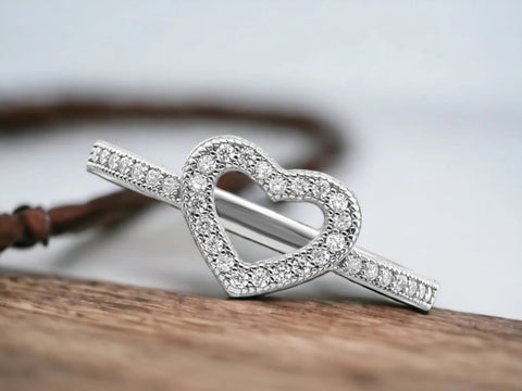 Silver Heart Ring, Heart Shape Diamond Ring, Promise Ring, Gift For Her