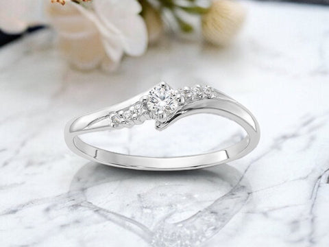 Round Cut Silver Ring , Sterling Silver Stone Ring, Gifts For Her, Engagement Ring,Promise Ring.