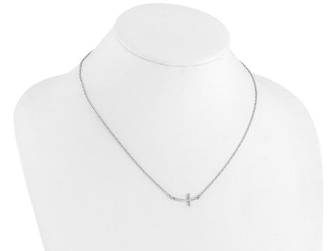Sterling Silver Cross Necklace, Sideways Cross Pendant Necklace, Simple Style Sidewyas Cross Pendant, Gift for Her