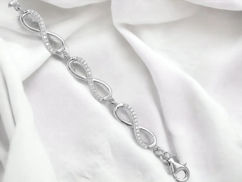 Silver Infinity Bracelet, Sterling Silver Link Bracelet, Infinity Link Charm Bracelet, Gift For Her