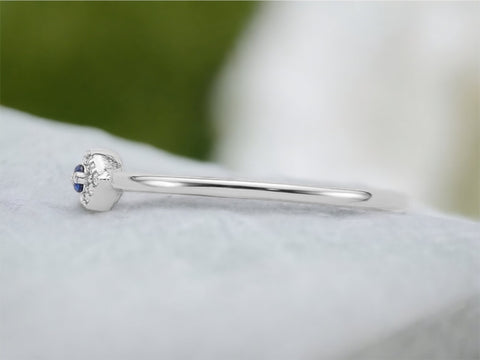 Silver Evil Eye Ring, Blue CZ Evil Eye Ring, Dainty Delicate Simple Ring, Gift for Her