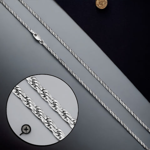 925 Sterling Silver Rope Chain or Bracelet 5mm