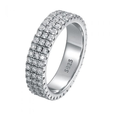 Fashion Double Layers CZ Lines 925 Sterling Silver Ring