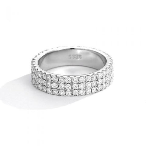 Fashion Double Layers CZ Lines 925 Sterling Silver Ring
