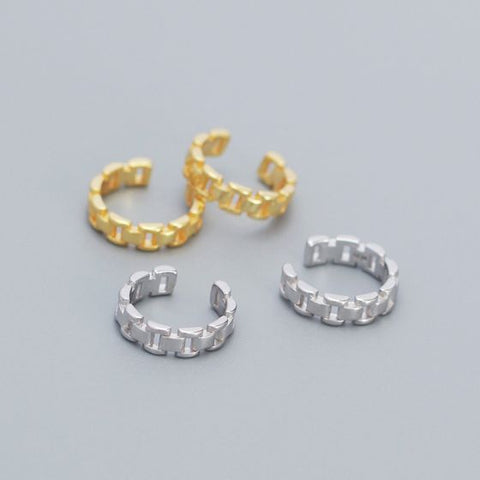 Hollow Chain Belt 925 Sterling Silver Non-Pierced Earrings