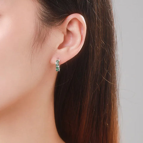 Flower Silver Plating Inlay Zircon Earrings