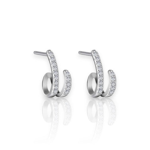 Geometric Sterling Silver Inlay Zircon Ear Studs