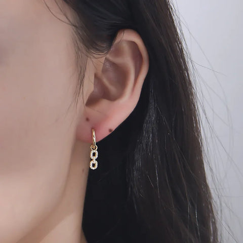 Simple Style Solid Color Sterling Silver Inlay Rhinestones Drop Earrings in Gold and Silver