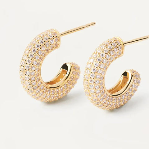 Elegant Lady C Shape Plating Inlay Sterling Silver Zircon Ear Studs