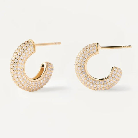 Elegant Lady C Shape Plating Inlay Sterling Silver Zircon Ear Studs