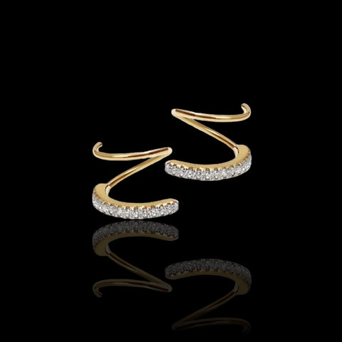Geometric Inlay Sterling Silver Zircon Earrings