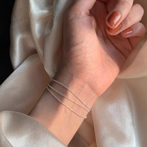 Round Solid Sterling Silver Three Layer Ball Bracelet