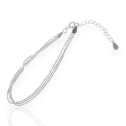 Round Solid Sterling Silver Three Layer Ball Bracelet