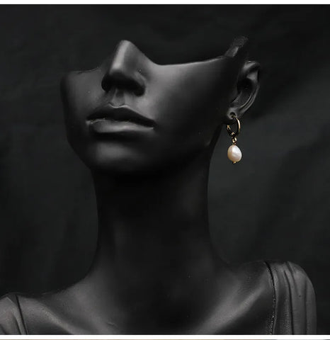 Vintage Style Geometric Solid Color Plating Freshwater Pearl Sterling Silver 18K Gold Plated Drop Earrings