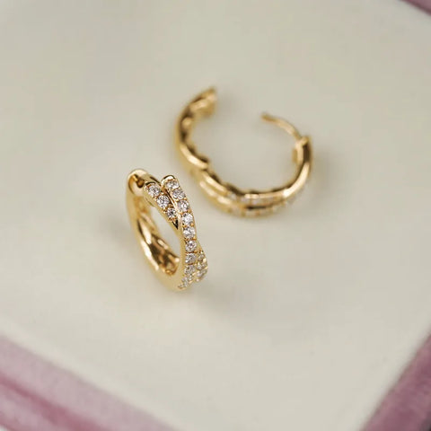 Round Plating Inlay Sterling Silver Zircon Gold Plated Silver Plated Earrings
