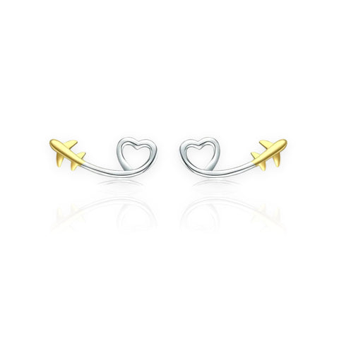Simple Style Heart Shape Sterling Silver Ear Studs
