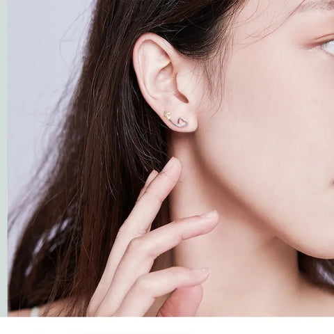 Simple Style Heart Shape Sterling Silver Ear Studs