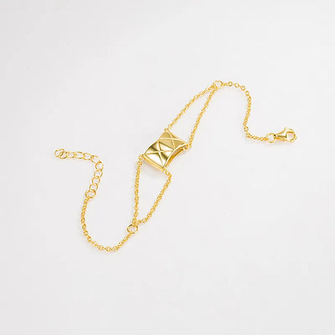 Simple Style Solid Color Sterling Silver and Gold Plated Bracelet