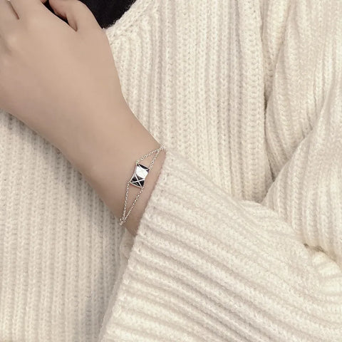 Simple Style Solid Color Sterling Silver and Gold Plated Bracelet