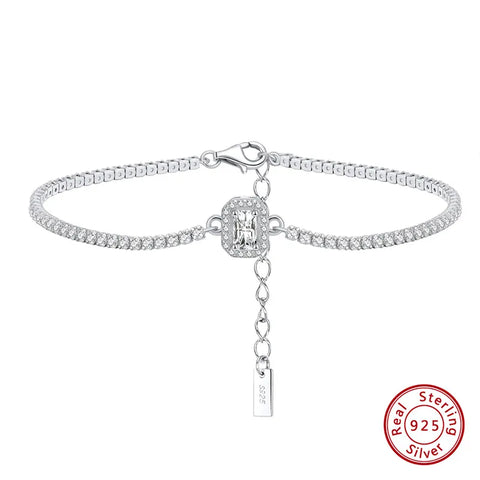 Round Hand Sterling Silver Plating Inlay Chain Zircon 14K Gold Plated White Gold Plated Silver Plated Bracelets