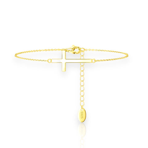 Classic Style Cross Sterling Silver Plating Chain Zircon 14K Gold Plated White Gold Plated Silver Plated Bracelet