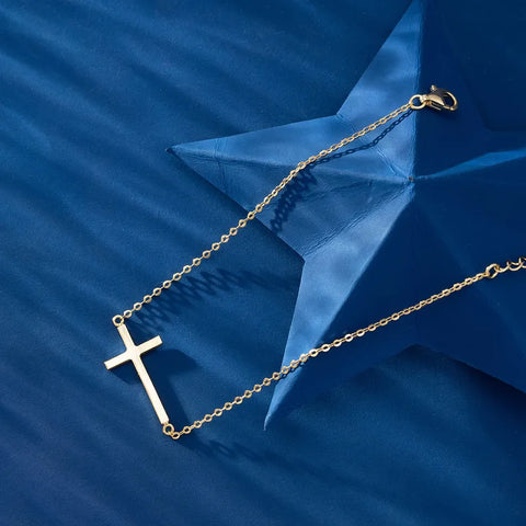 Classic Style Cross Sterling Silver Plating Chain Zircon 14K Gold Plated White Gold Plated Silver Plated Bracelet