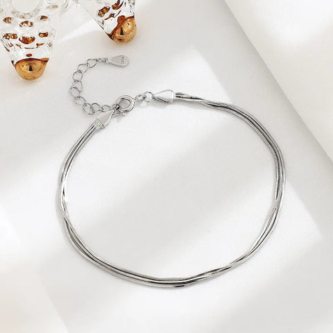 Solid Color Sterling Silver Plating Bracelet in layers