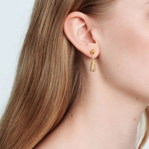 Water Droplets Plating Sterling Silver Zircon Silver Plated Drop Earrings