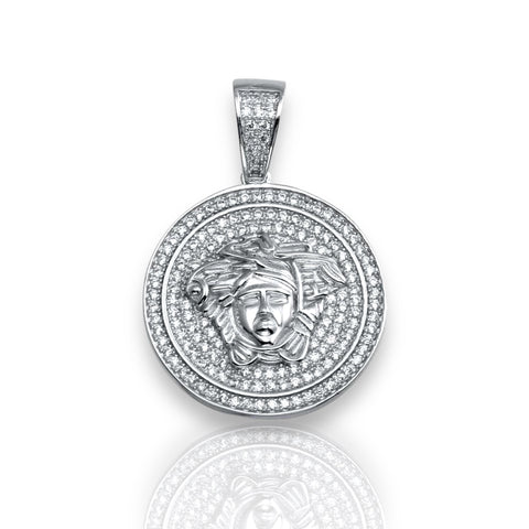 Silver 925 Rhodium Plated CZ Medusa Head Pendant