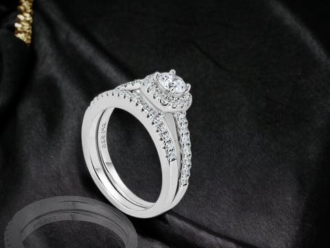Nickel Free Rhodium Plated Round Center CZ Bridal Ring
