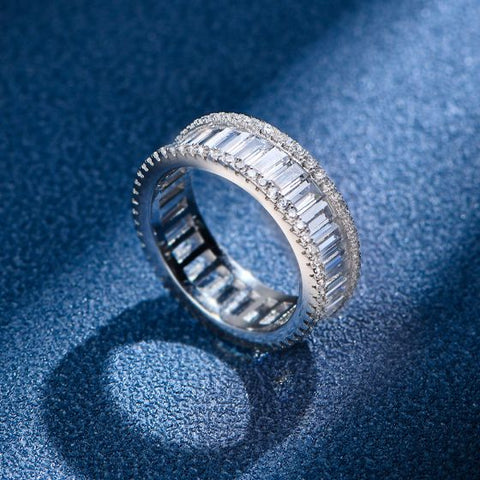 Simple Geometry Baguette CZ Lines 925 Sterling Silver Ring