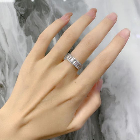Simple Geometry Baguette CZ Lines 925 Sterling Silver Ring