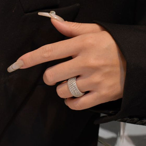 Micro Setting Net Arc 925 Sterling Silver Ring