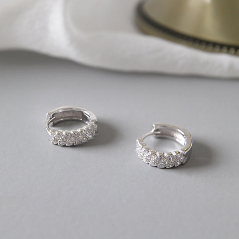 New Geometry CZ Mini Circle 925 Sterling Silver Huggie Hoop Earrings